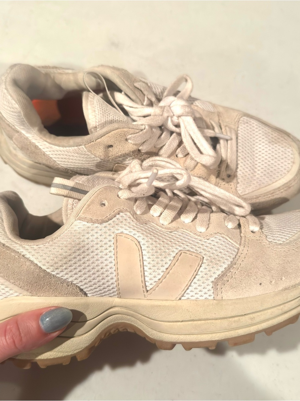 Veja Venturi II Alveomesh Lace Up Sneakers White Beige Size 8 - Picture 2 of 8